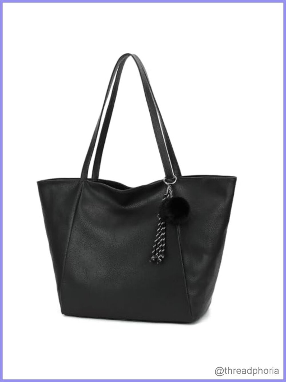 Large PU Leather Tote Bag for Women with Zipper, Travel Work Handbag